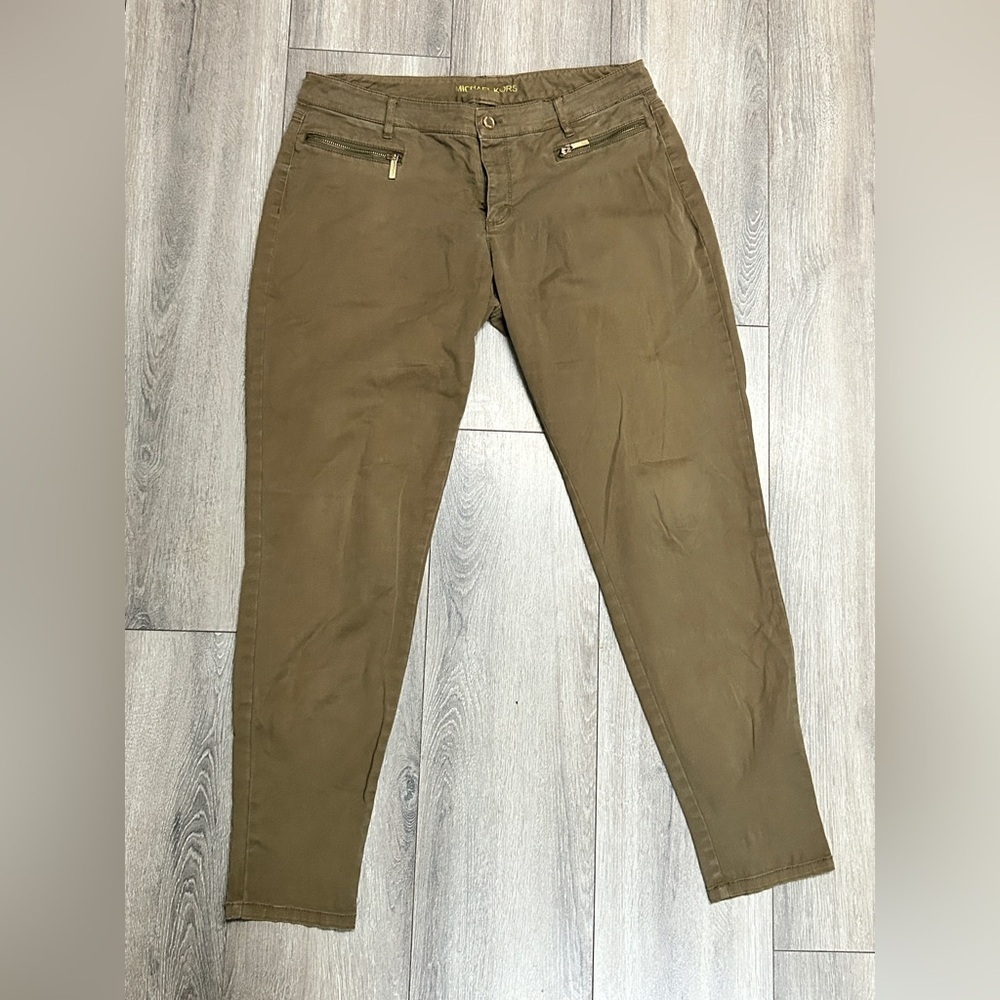 Michael Kors olive safari izzy skinny jeans size 10